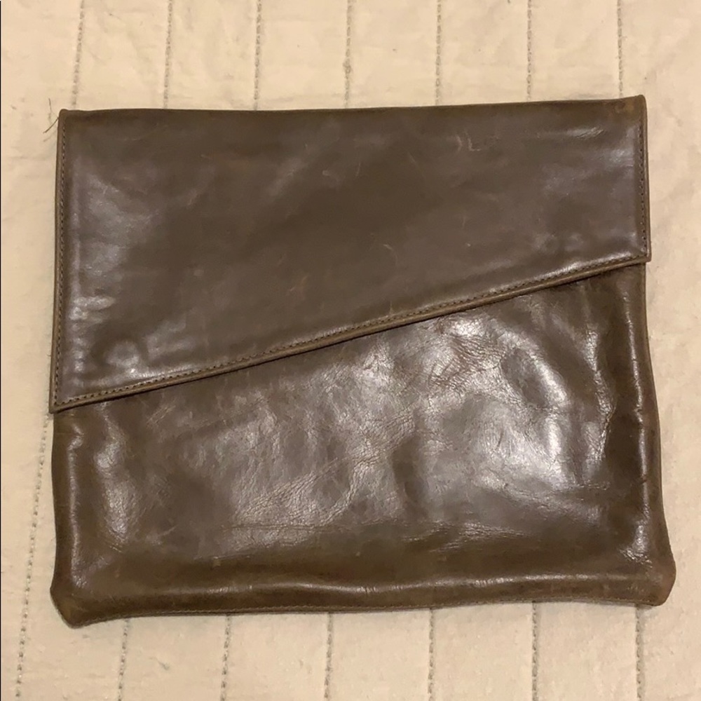 Genuine Leather Asymmetrical Clutch
